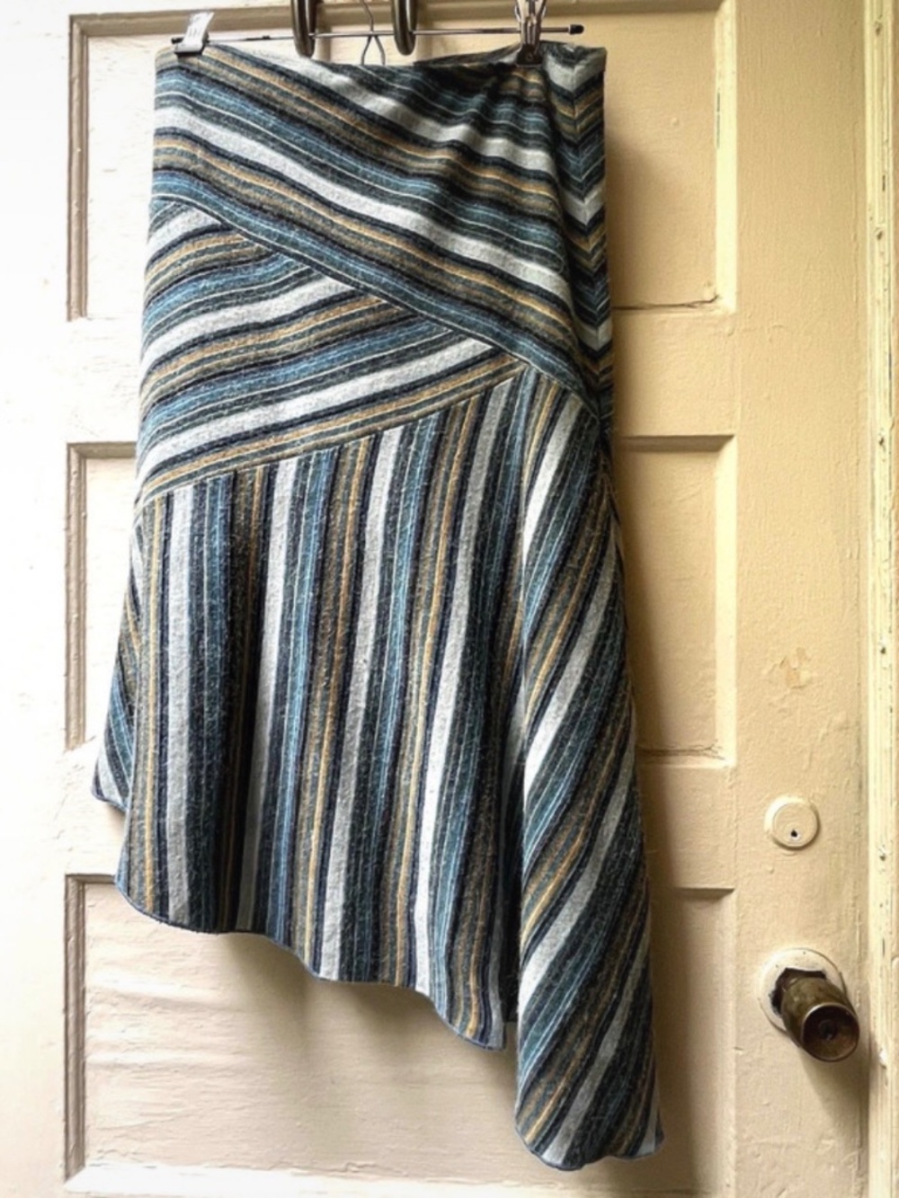 90s Y2K asymmetrical Skirt M Stripe Western Boho Country Ranch Stretch Festival